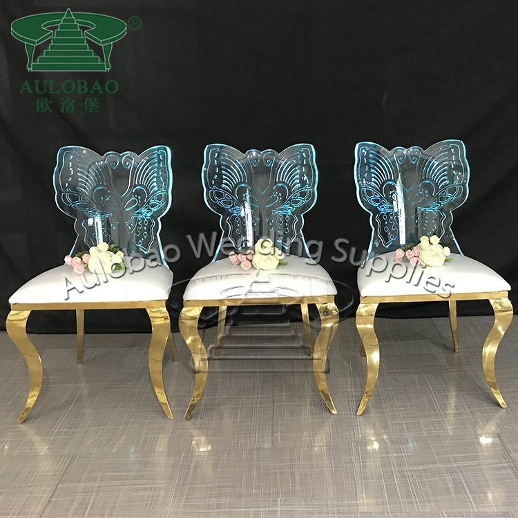 LED Light Butterfly back wholesale wedding transparent clear acrylic chairs