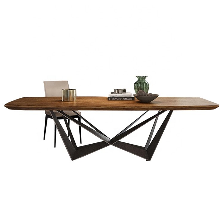 American style Solid Wood restaurant home furniture pine wooden fine dining Table top with metal legs