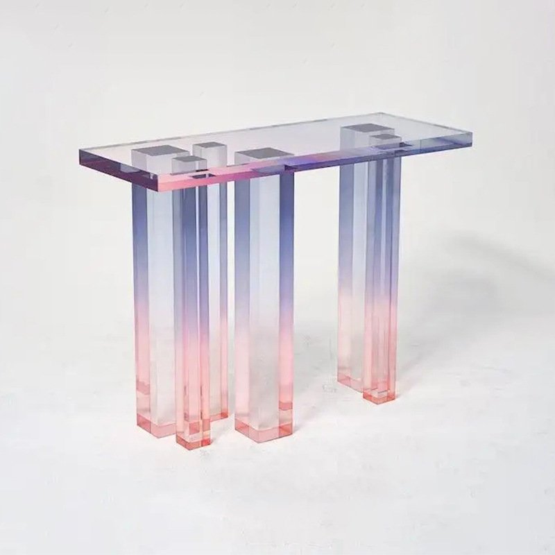 Gradient Console Table Luxurious Living Room Furniture Modern Rainbow Iridescent Acrylic Dining Tables
