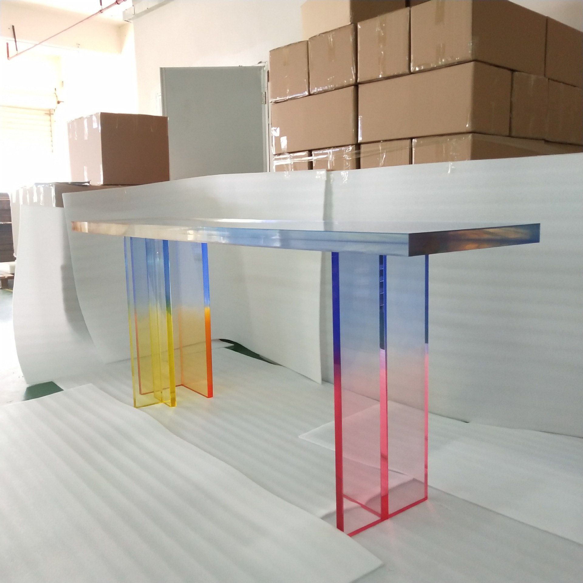 Gradient Console Table Luxurious Living Room Furniture Modern Rainbow Iridescent Acrylic Dining Tables