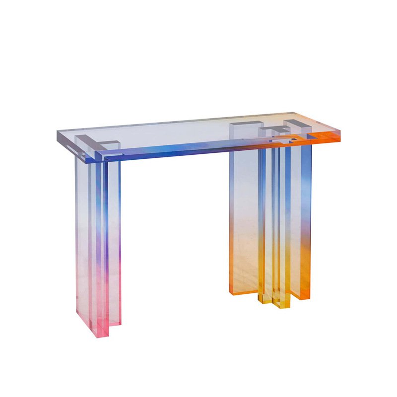 Gradient Console Table Luxurious Living Room Furniture Modern Rainbow Iridescent Acrylic Dining Tables