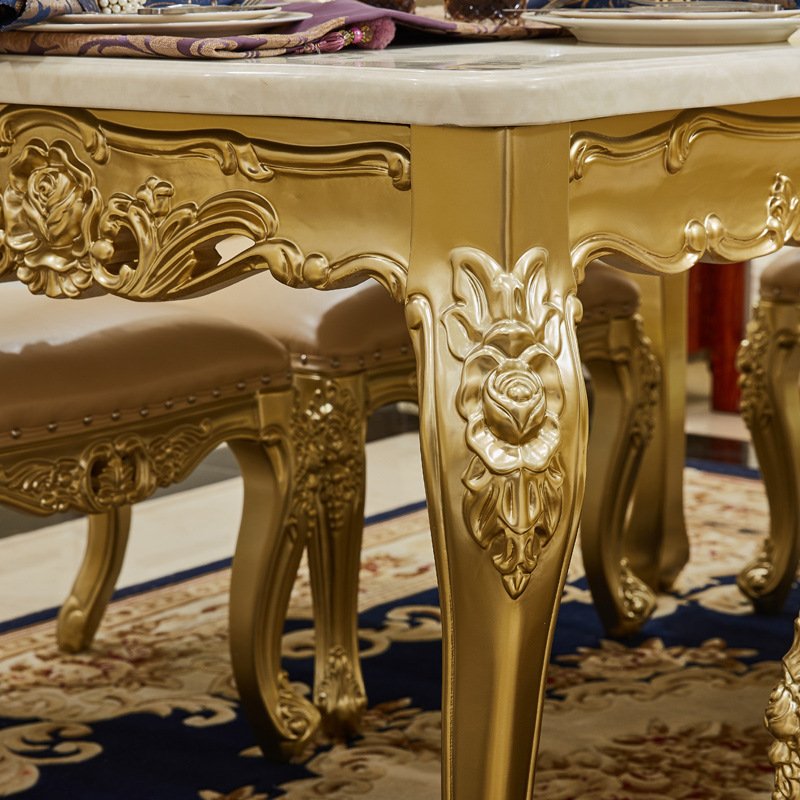 Italy Master Design Luxury Home Use Dining Table European Marble Stone Top Wooden Base Dinner Table Sets Dining Room Furniture