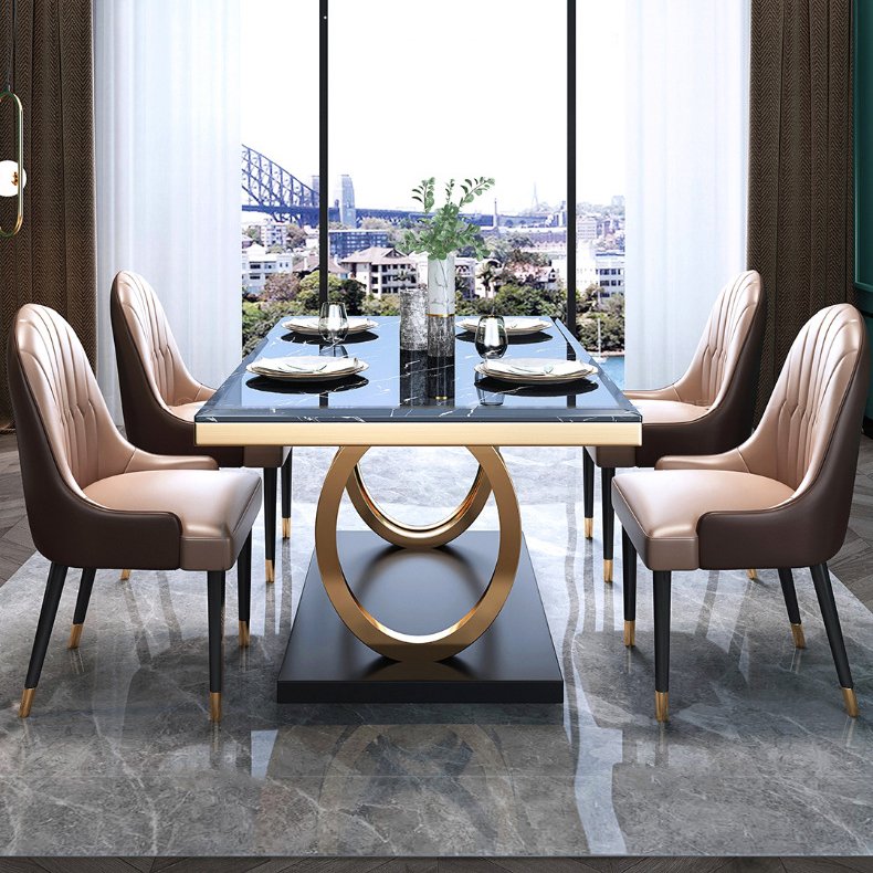 Factory Hot Home Furniture Luxury Dining Table Designs Stainless Steel Base Marble Dining Table for dining room