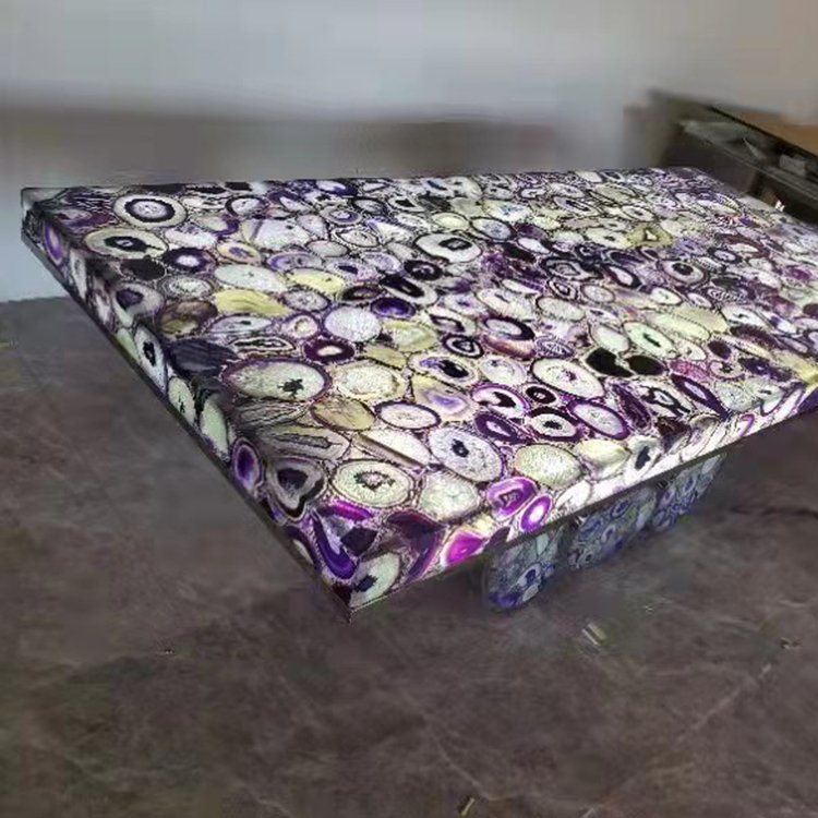 Luxury Modern Agate Stone Dining Table Top Semi-Precious Stone Tables for Home Bar or Restaurant
