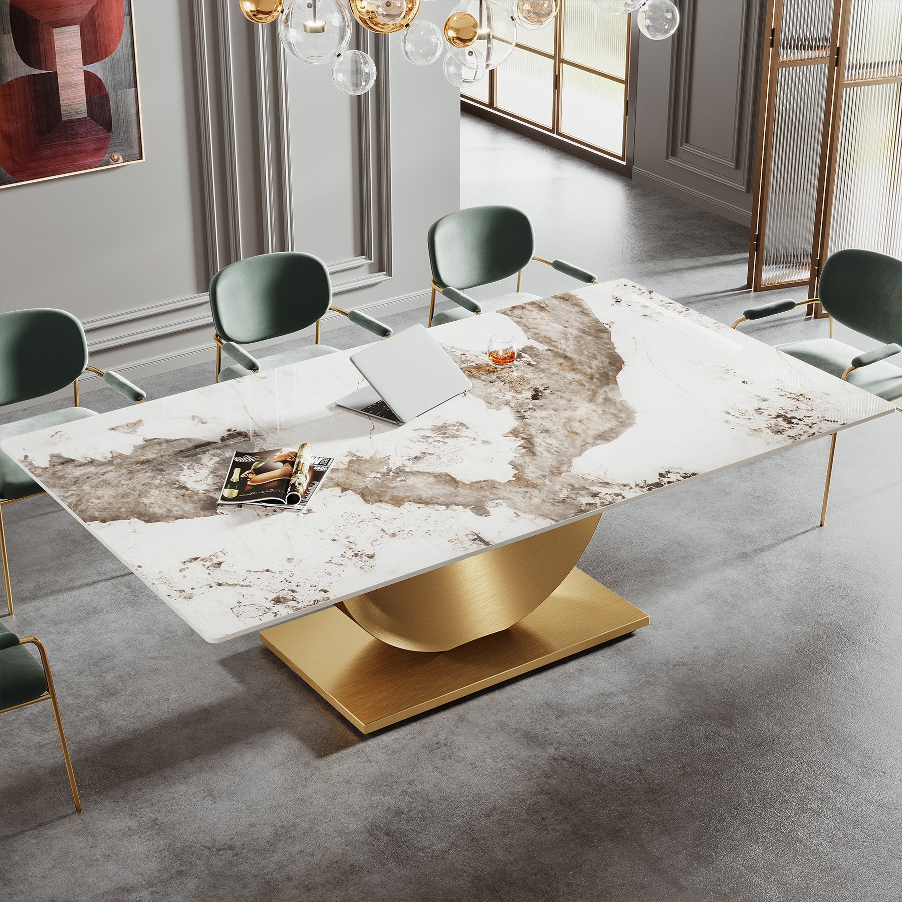 Luxury Furniture Manufacturer Factory Modern Sintered Stone Mable Top Dining Table For Home