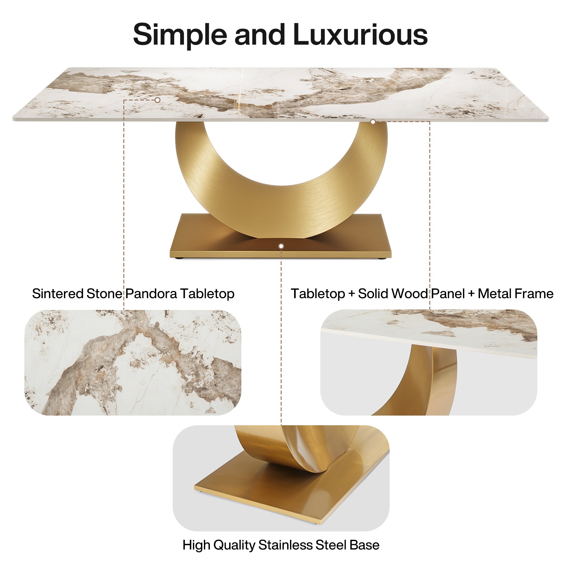 Luxury Furniture Manufacturer Factory Modern Sintered Stone Mable Top Dining Table For Home