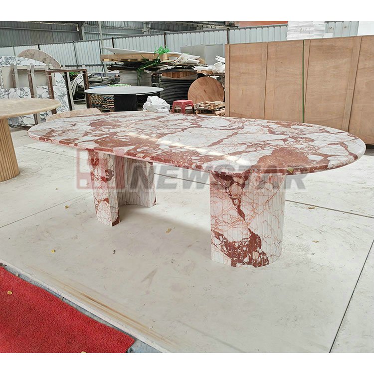 Red marble stone table calacatta violet dinning table set dining room furniture pink marble dining table luxury