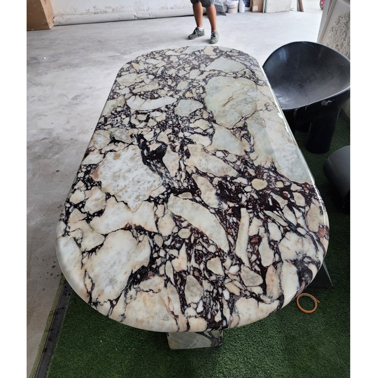 Red marble stone table calacatta violet dinning table set dining room furniture pink marble dining table luxury