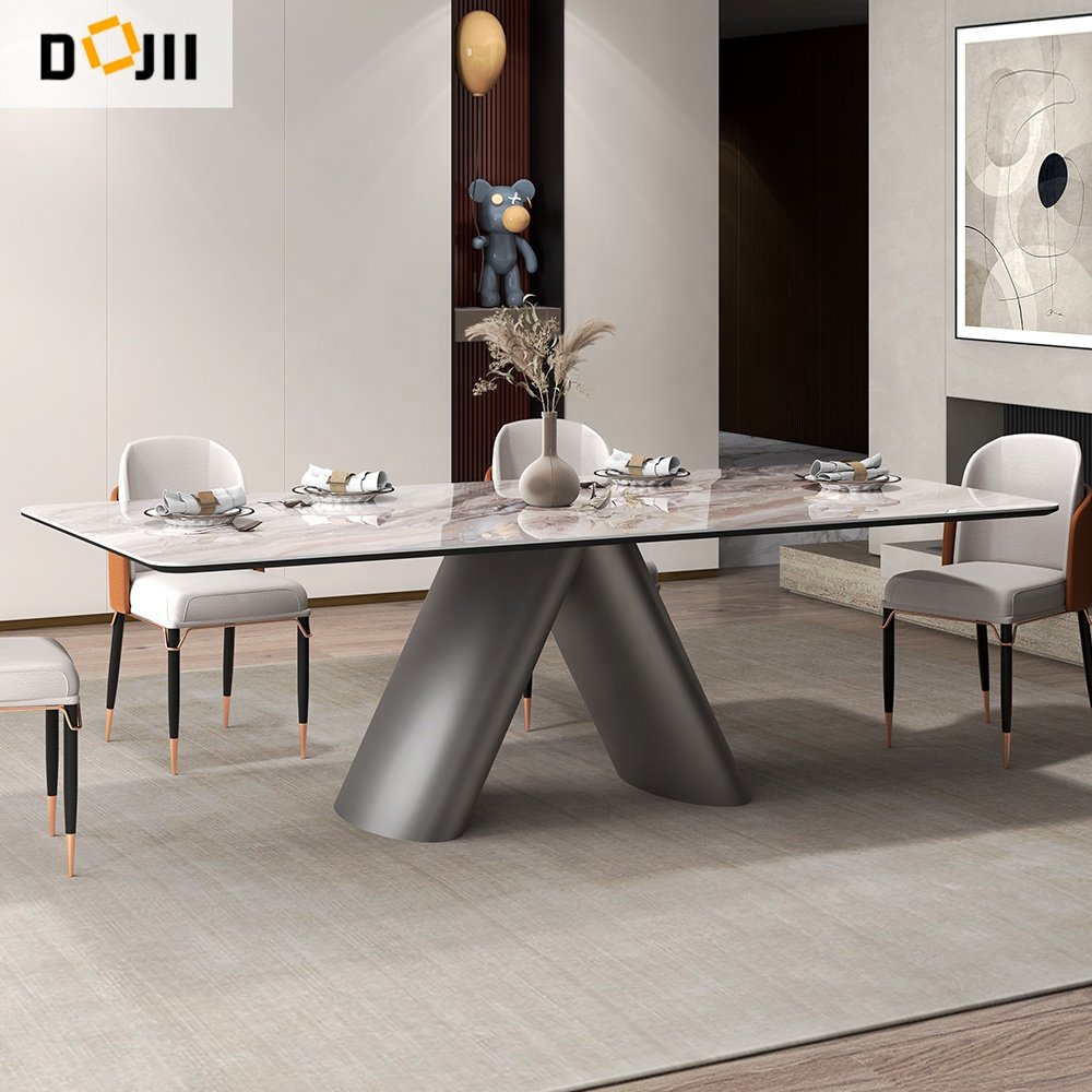 Modern Rectangular Travertine Stone Dining Table Top Home Dine Furnitures for Living Room Hotel or Villa-20 Years Experience
