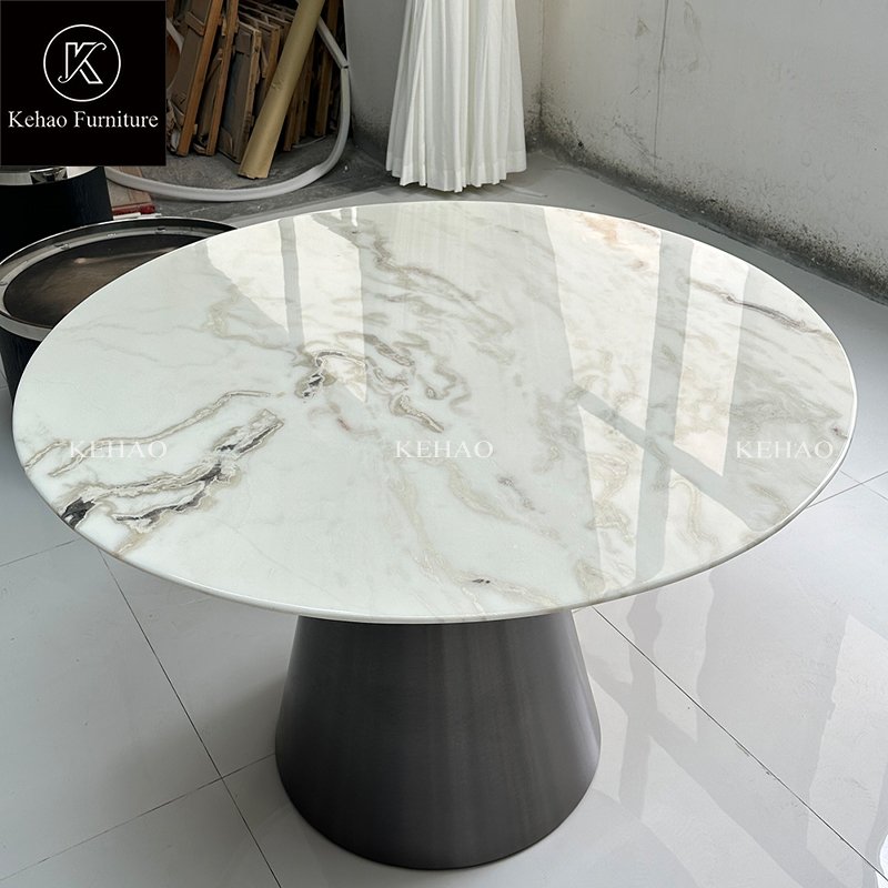 Factory Customization Dining Furniture Natural Luxury Marble Dining Table Round Dining Table For Restaurant