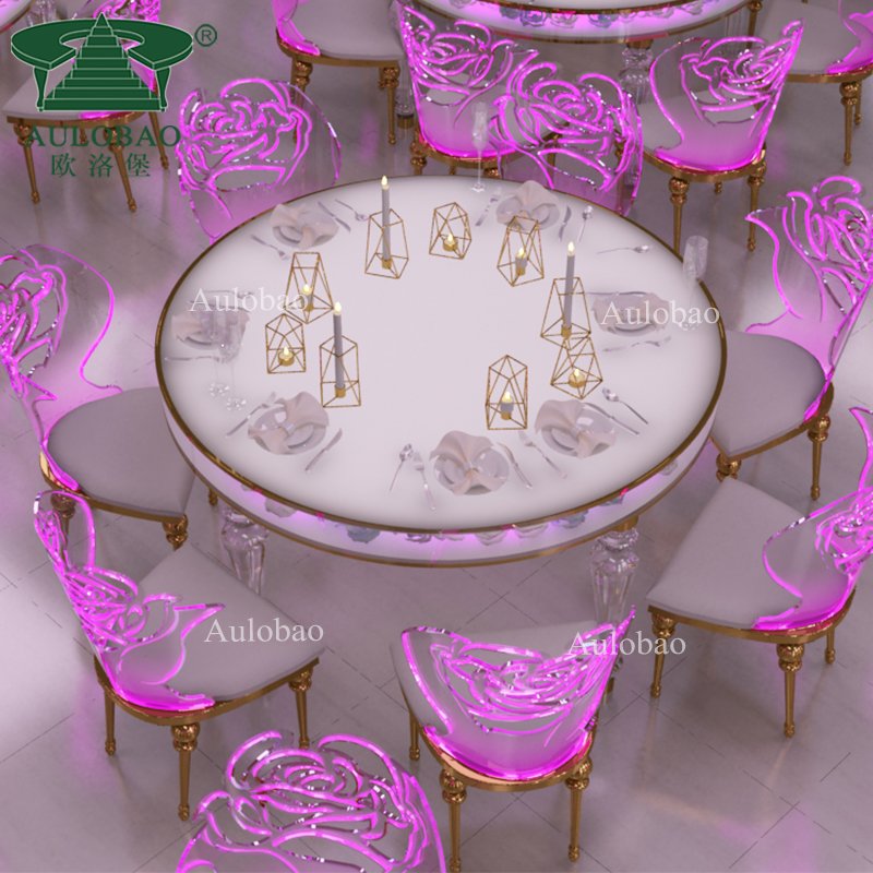 LED light furniture round wedding acrylic table set for events