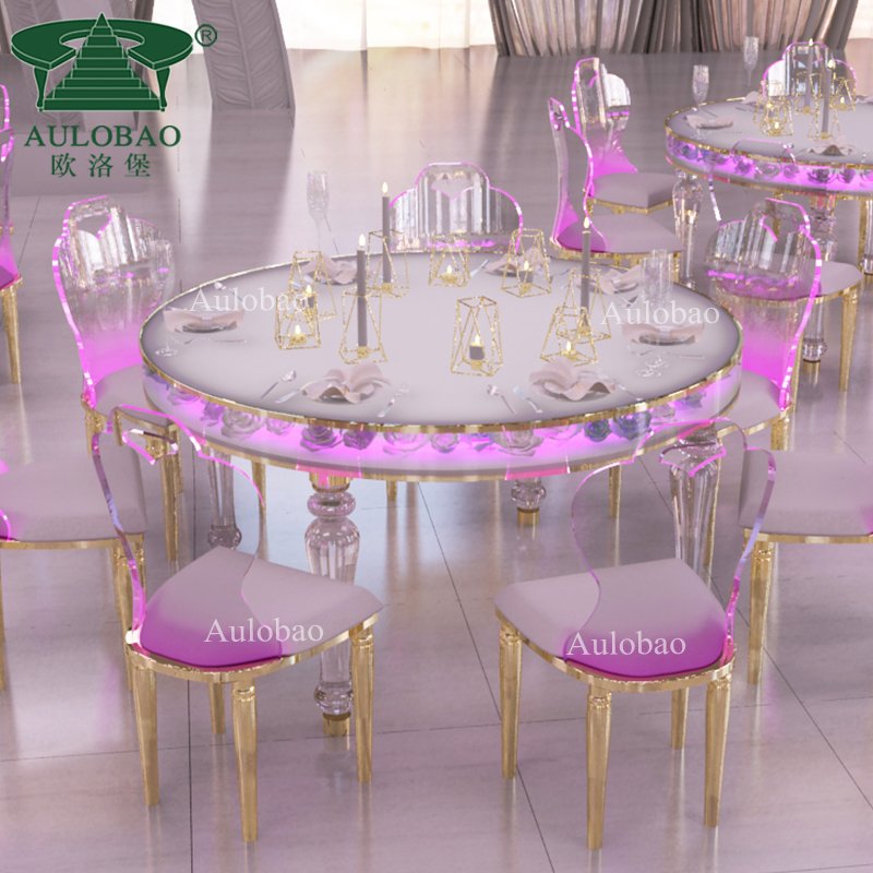 LED light furniture round wedding acrylic table set for events