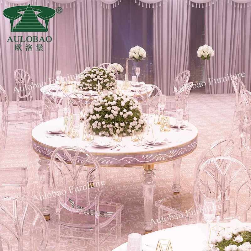 LED light furniture round wedding acrylic table set for events