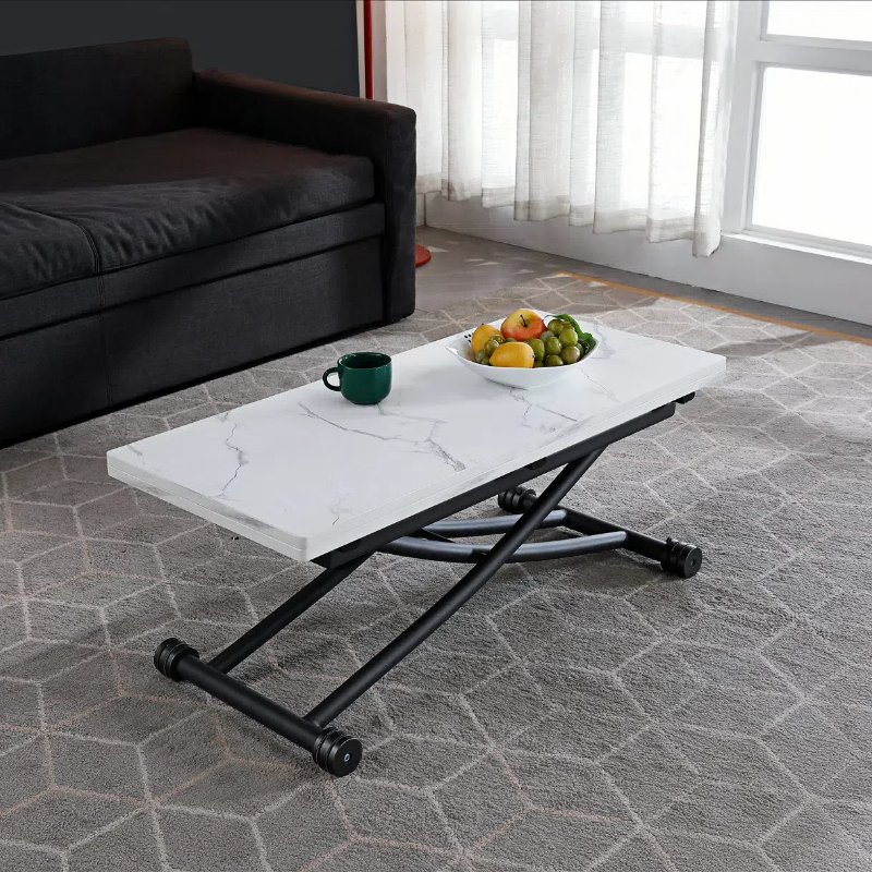 Modern Multi-Functional Elevated Coffee and Dining Table Foldable Metal Design for Home Kitchen Hotel and Bar Use