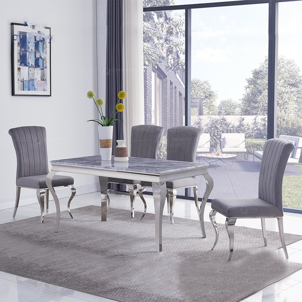 New Design Luxury Customized Rectangular 8 Seater Metal Stone Italian Modern Dinning Tables Luxury Marble Dining Tables