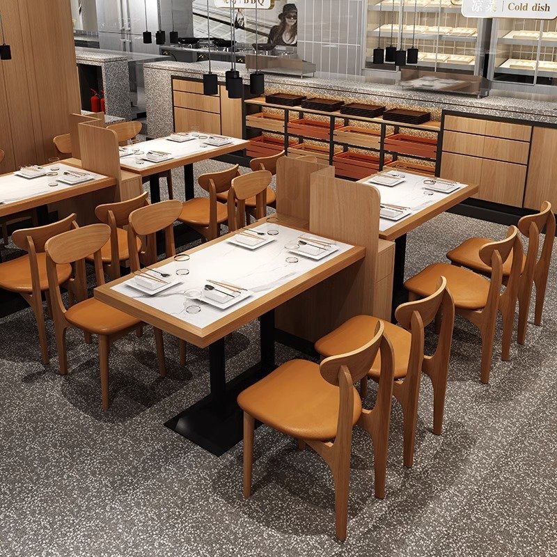 Cafe Western restaurant Solid wood dining table and chairs Hotel chain tea restaurant cafe sofa booth
