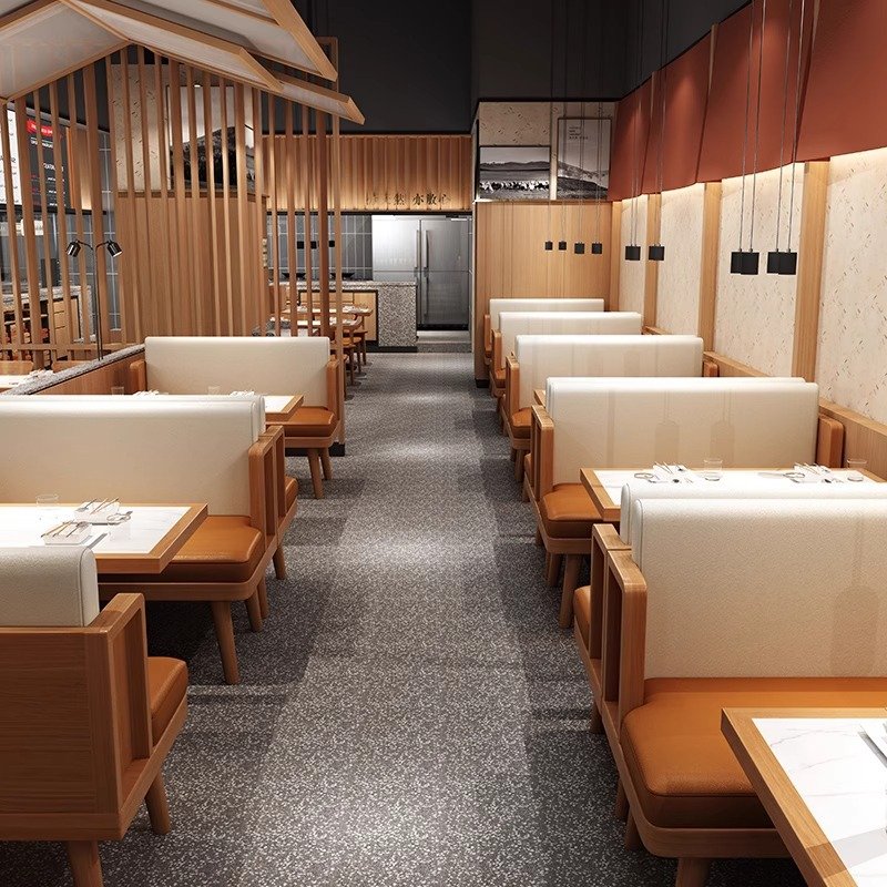 Cafe Western restaurant Solid wood dining table and chairs Hotel chain tea restaurant cafe sofa booth