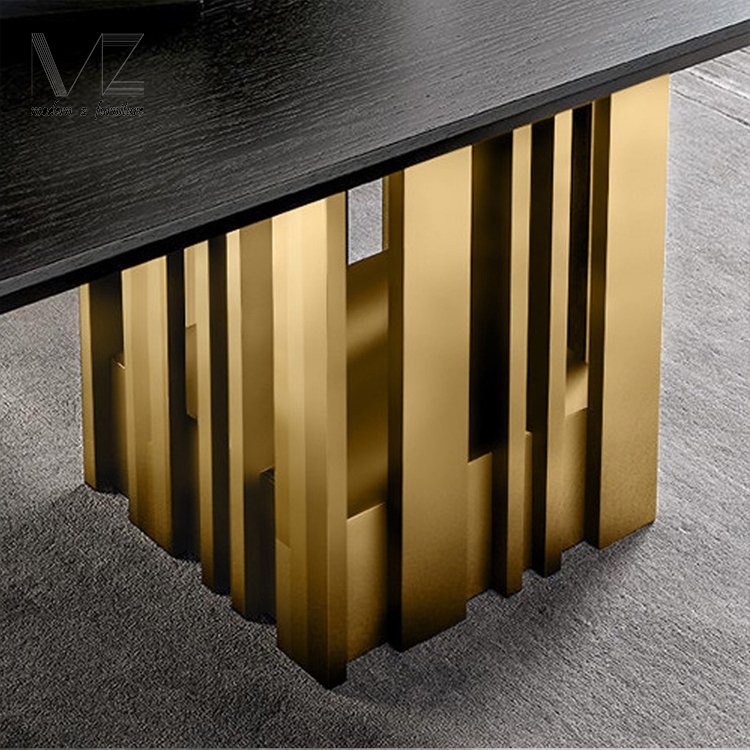 Luxury Italian Furniture Kitchen Table Shinny Gold Stainless Steel Gold Marble Dining Table Set For Home Dinning Room