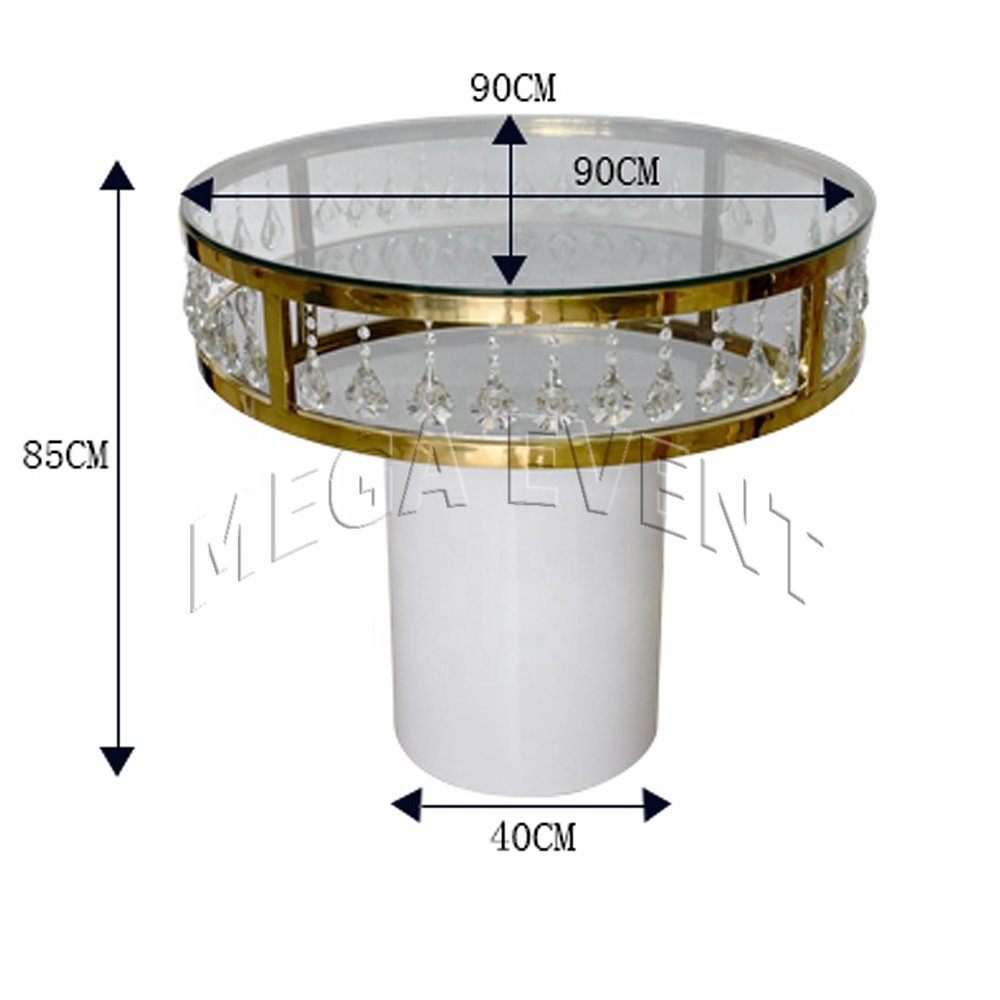 Hot sale round wedding cake table with crystal acrylic table for cake display party supplies center table for Birthday party