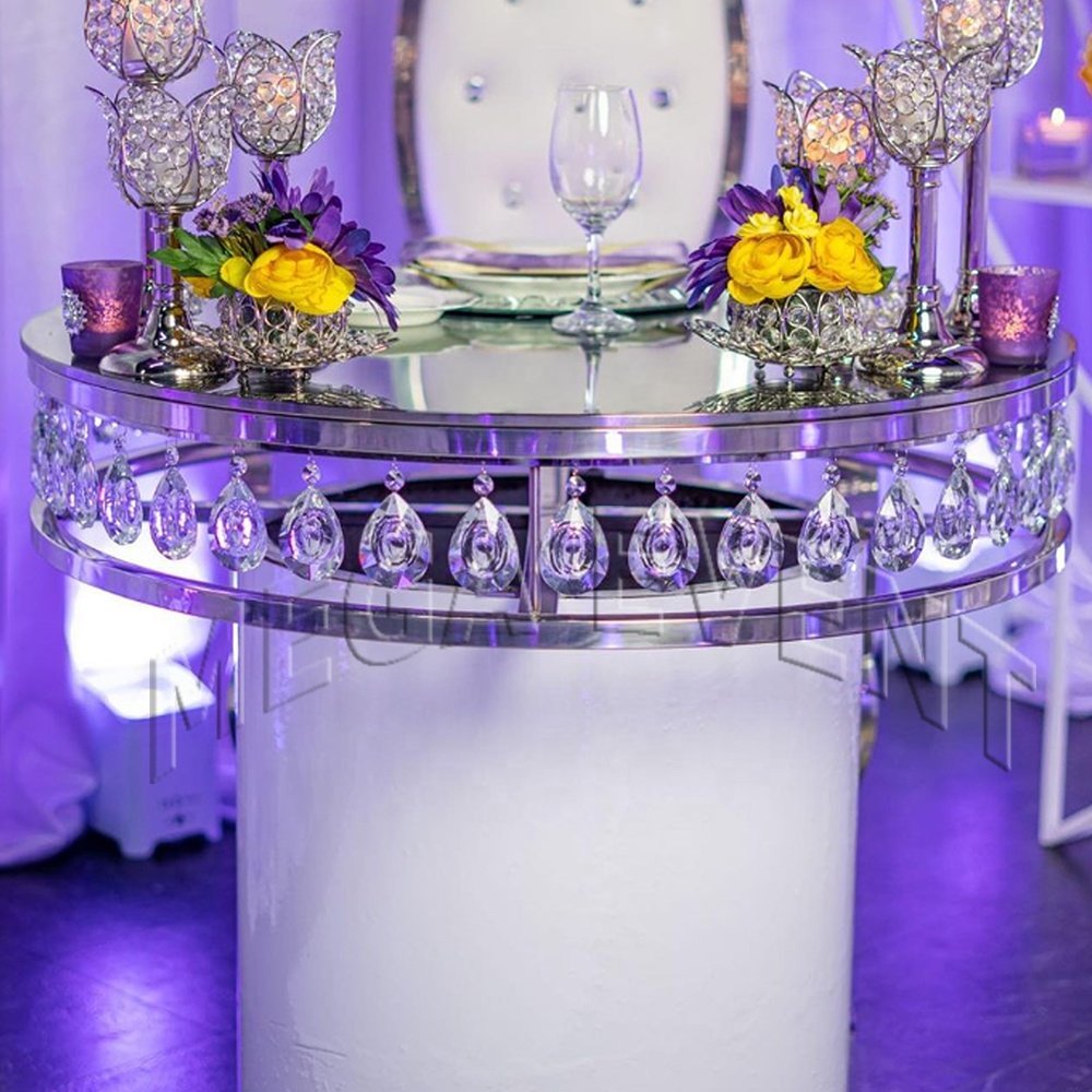 Hot sale round wedding cake table with crystal acrylic table for cake display party supplies center table for Birthday party