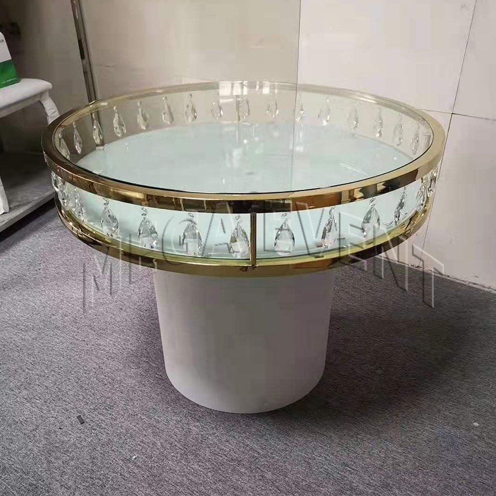 Hot sale round wedding cake table with crystal acrylic table for cake display party supplies center table for Birthday party