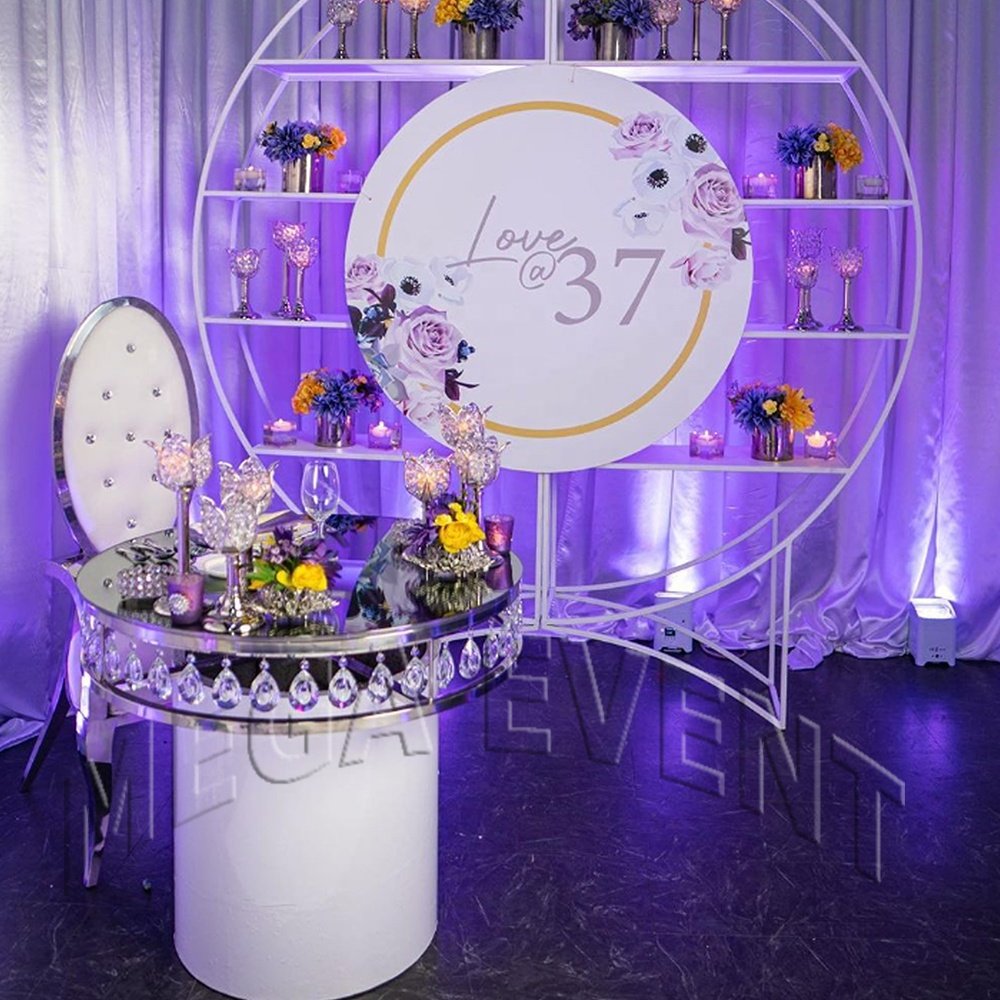 Hot sale round wedding cake table with crystal acrylic table for cake display party supplies center table for Birthday party