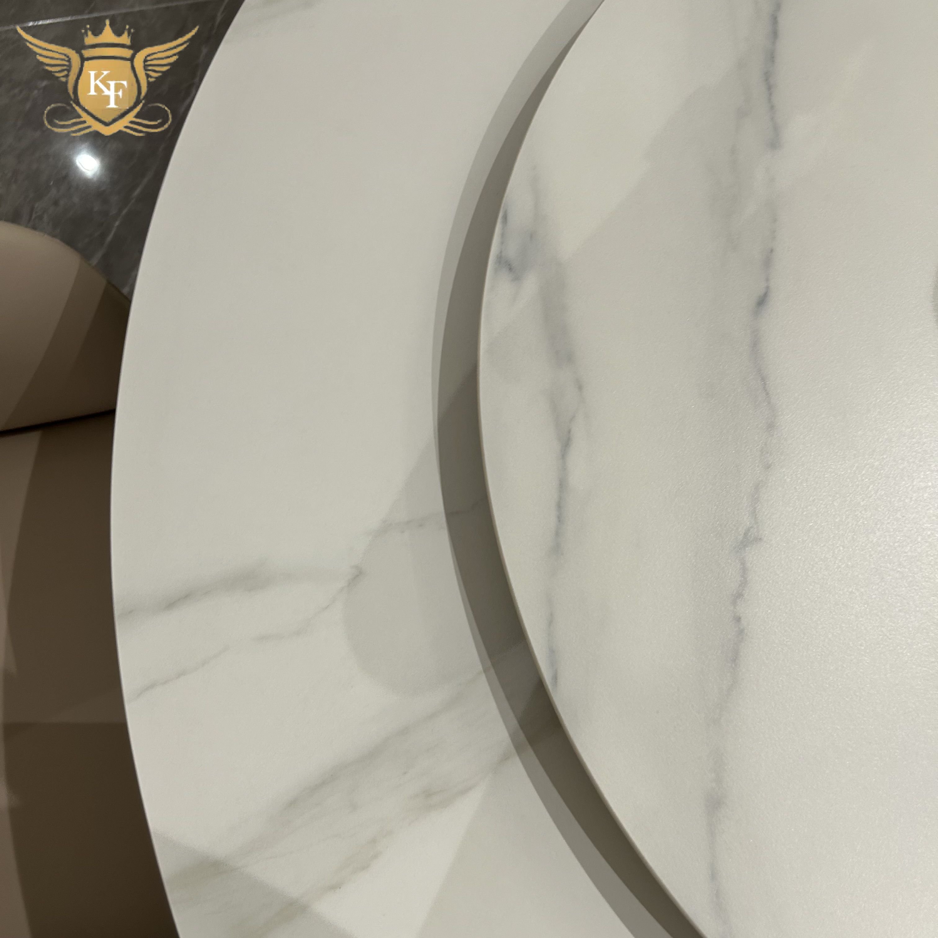 Villa Stainless Steel Marble Round Dinner Table Modern Luxury Round Dinner Table Set With Lazy Susan For 6 8 Place