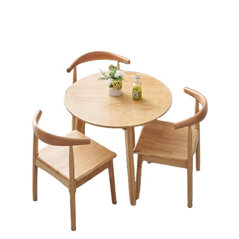 Nordic Simple Full Solid Wood Small round Table Modern Design Leisure Reception Balcony Tables and Chairs for Family Use