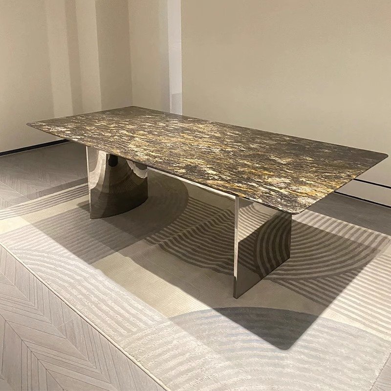 Modern Luxury Natural Stone Marble Top Marble Table Natural Stone Dining Table Villa Ultra Platinum Diamond Marble
