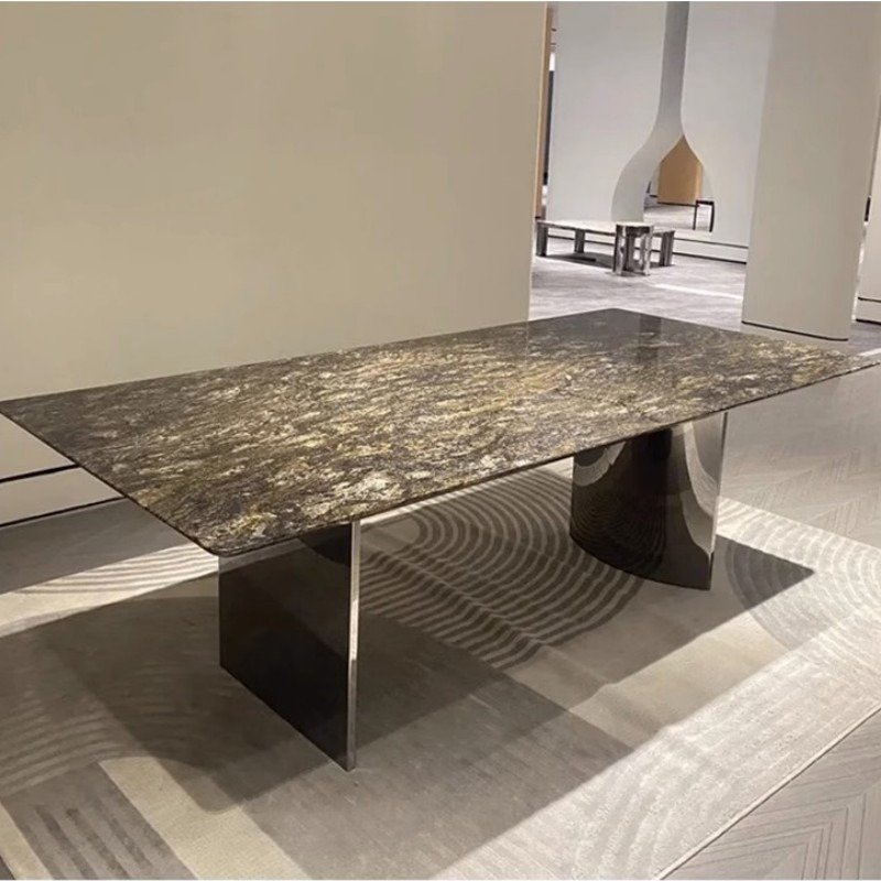 Modern Luxury Natural Stone Marble Top Marble Table Natural Stone Dining Table Villa Ultra Platinum Diamond Marble