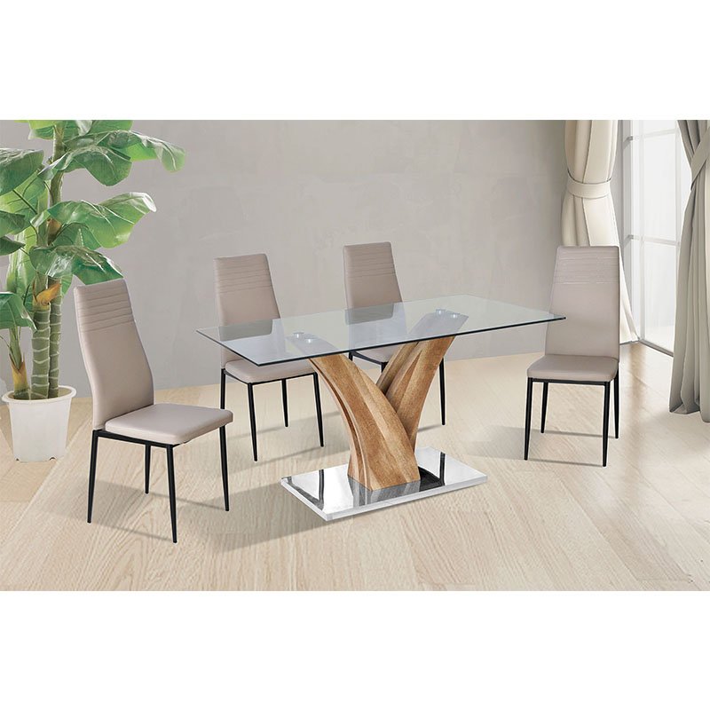 Glass top dining table dining table set marble top mdf wood design frame stainless steel base