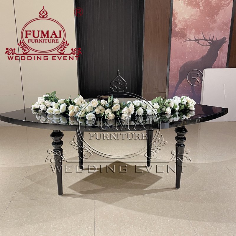 Fumai Furniture Black Color Stainless Steel Serpentine S Shaped Wedding Table