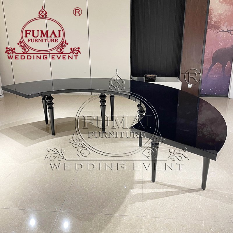 Fumai Furniture Black Color Stainless Steel Serpentine S Shaped Wedding Table