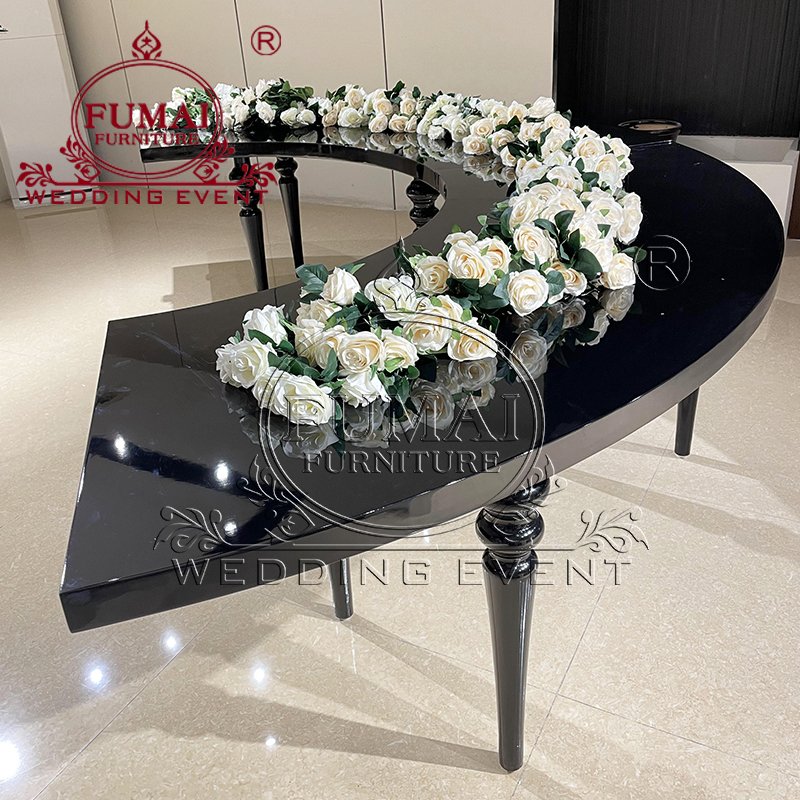 Fumai Furniture Black Color Stainless Steel Serpentine S Shaped Wedding Table