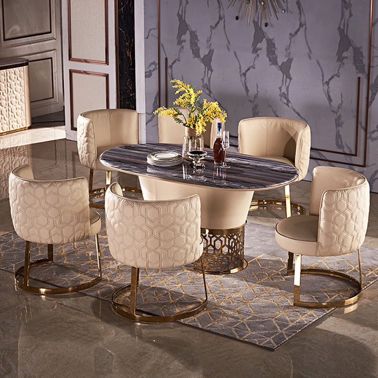 light luxury stainless steel leg black marble kitchen dining room table