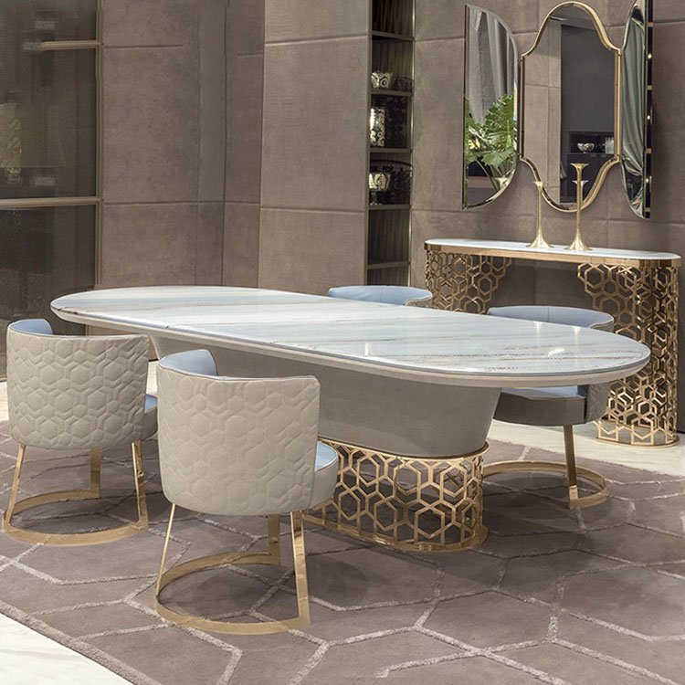 light luxury stainless steel leg black marble kitchen dining room table