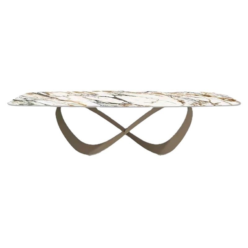 2.4 meter 12 seater dining table sets glass top modern luxury metal large dining tables rectangular imported ceramic top dining