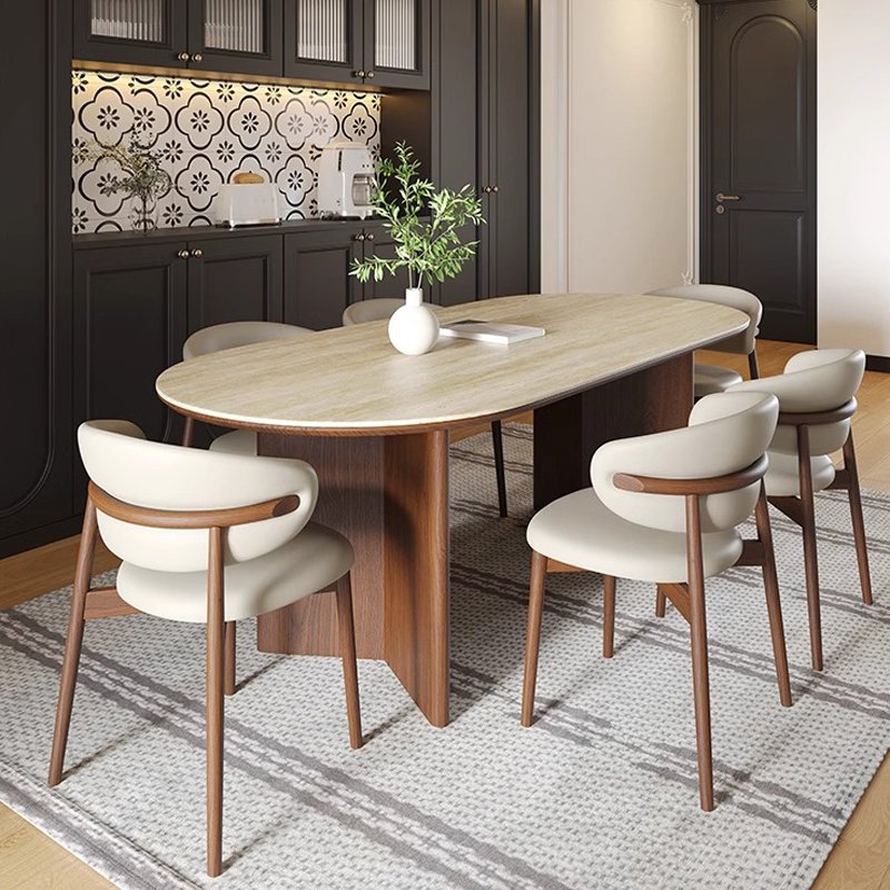 Modern Set Dining Table Nordic Marble Wooden Dining Table And Chairs 6 Luxury Dinning Chairs Stone Dining Room Furniture Table