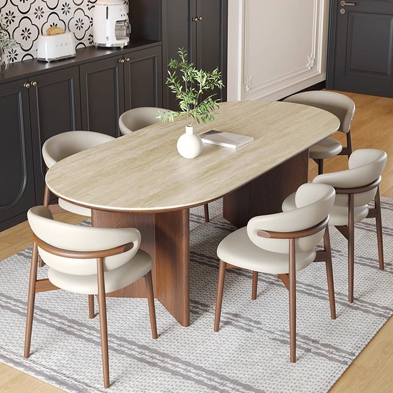 Modern Set Dining Table Nordic Marble Wooden Dining Table And Chairs 6 Luxury Dinning Chairs Stone Dining Room Furniture Table