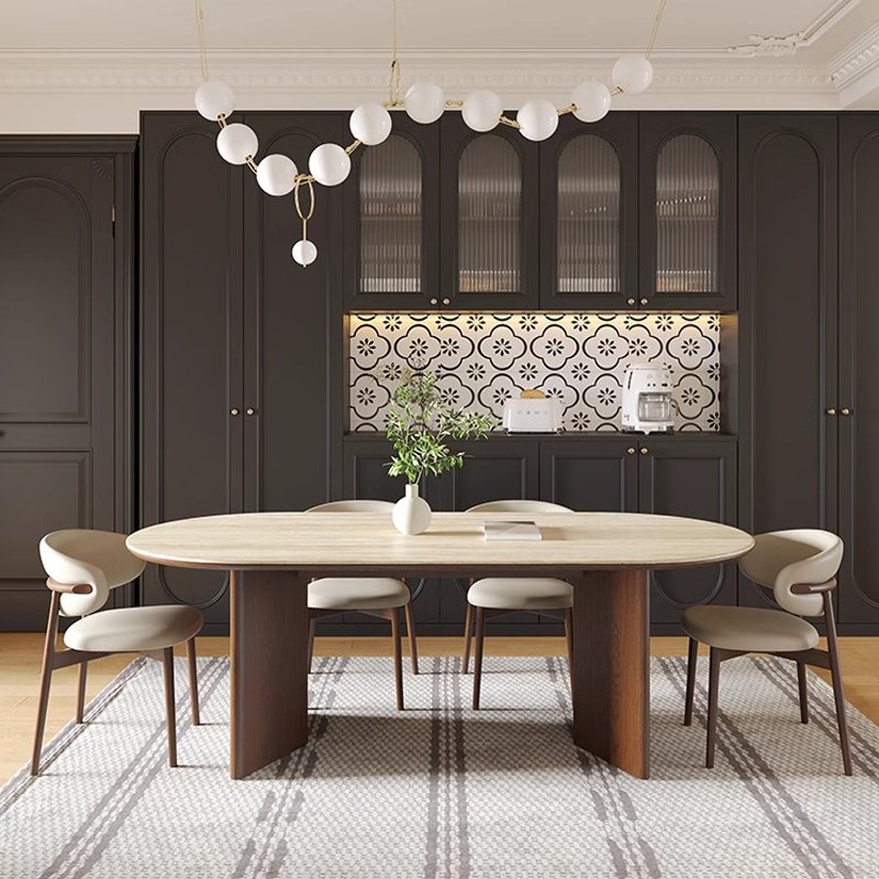 Modern Set Dining Table Nordic Marble Wooden Dining Table And Chairs 6 Luxury Dinning Chairs Stone Dining Room Furniture Table