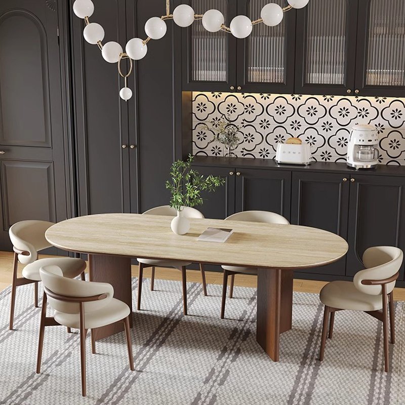 Modern Set Dining Table Nordic Marble Wooden Dining Table And Chairs 6 Luxury Dinning Chairs Stone Dining Room Furniture Table