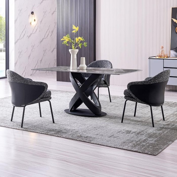 Modern Dining Table Marble Stone Tables With Metal Leg