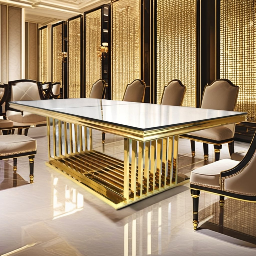 Luxury Gold Glass Gold Center Table for Banquets Weddings Events Modern Hotel Furniture Plastic Dining Decoration Parties Halls