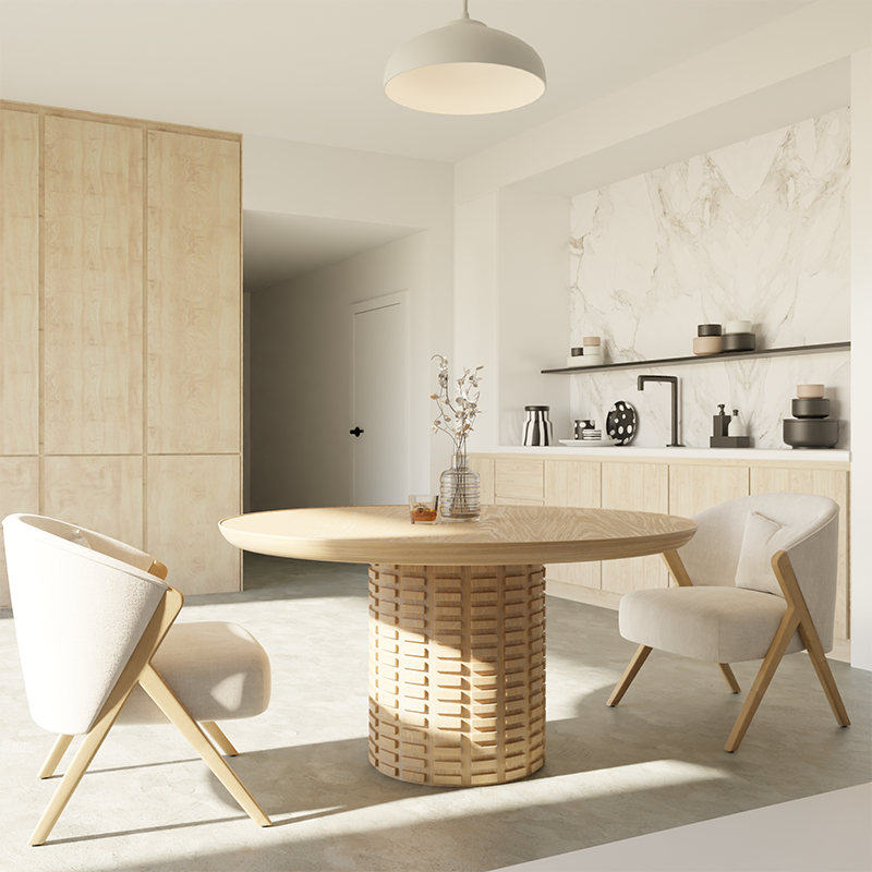 Mrs Woods Hot Sale High Quality Recycled Pine Wooden Luxury Simple Round Dining Table Set For Living Room Furniture