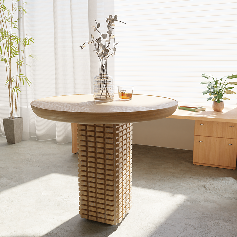 Mrs Woods Hot Sale High Quality Recycled Pine Wooden Luxury Simple Round Dining Table Set For Living Room Furniture