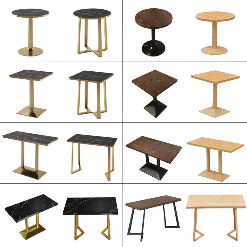 Wholesale fast food coffee shop 30x30 square white glossy faux marble wooden restaurant tables cafe dining table