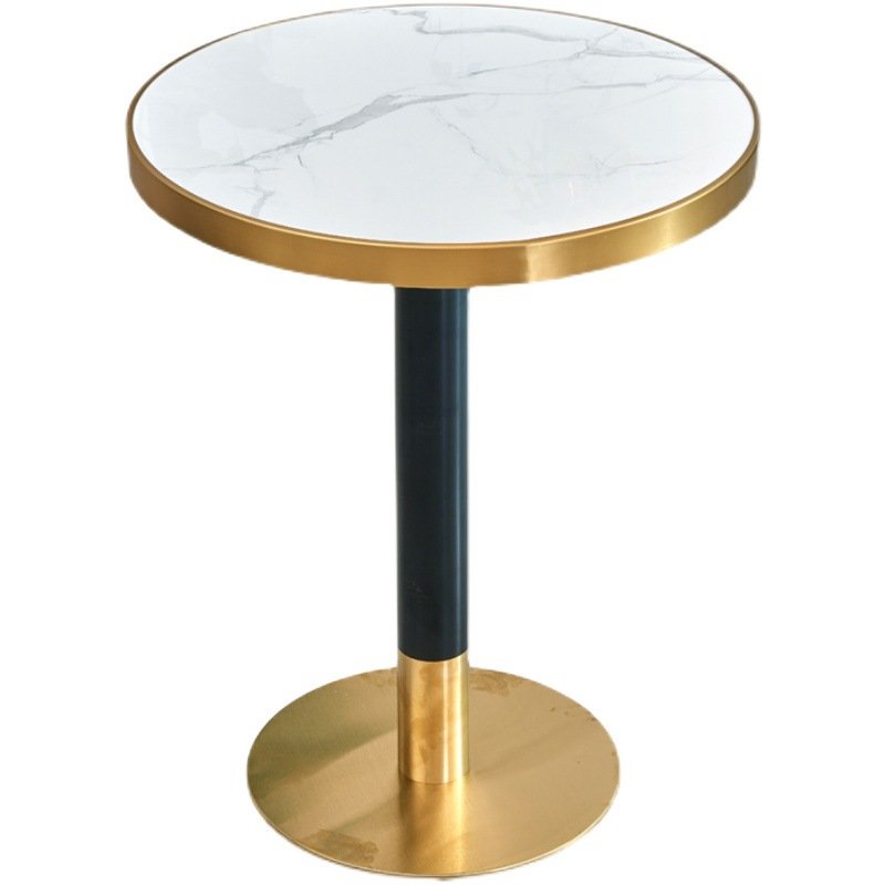 Wholesale fast food coffee shop 30x30 square white glossy faux marble wooden restaurant tables cafe dining table