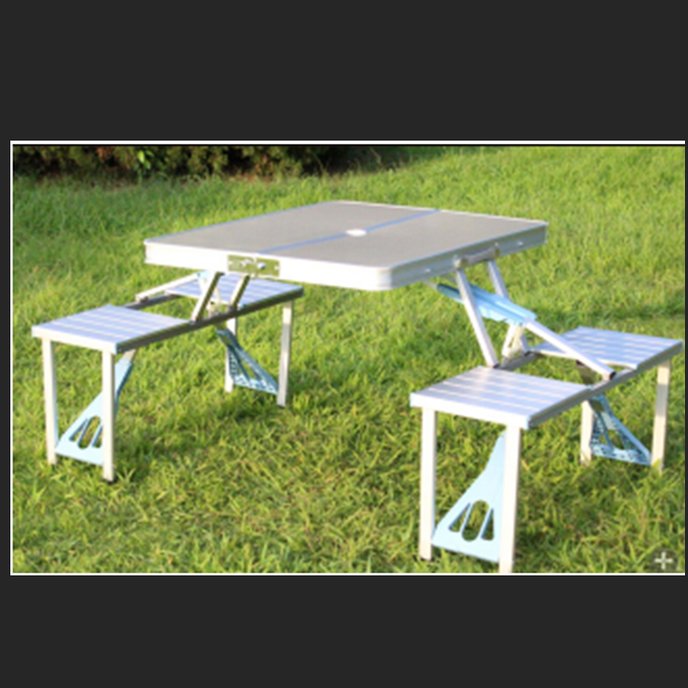 Modern outdoor Camping Aluminium metal furniture folding picnic table set