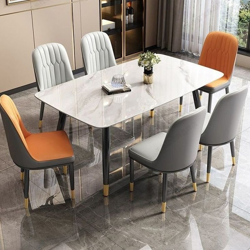 Cheap Marble Stone Metal Luxury Modern Restaurant Kitchen Hotel Use Elegant Decorative Furniture Dining Table Set