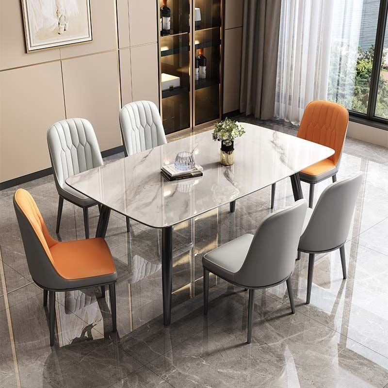 Cheap Marble Stone Metal Luxury Modern Restaurant Kitchen Hotel Use Elegant Decorative Furniture Dining Table Set